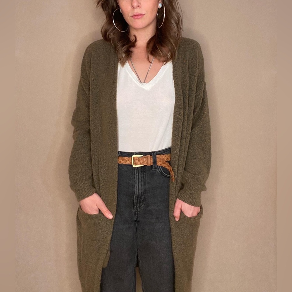 Open sweater thigh length